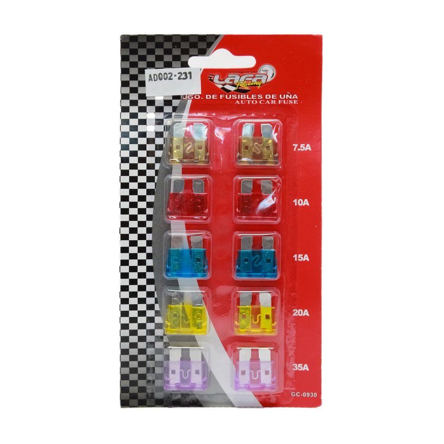 KIT FUSIBLES PARA AUTO TIPO UÑA GC-0930 (10 PCS)
