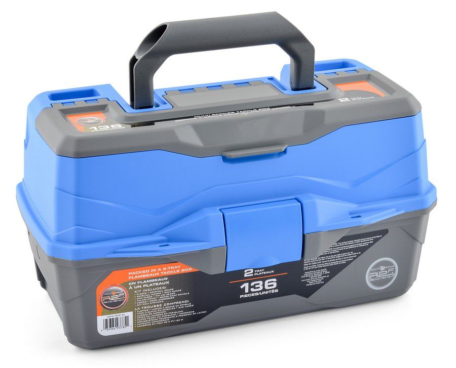 CAJA P/ PESCA 2 PISOS + KIT PESCA 136 PCS R2FK-TBVP-2A