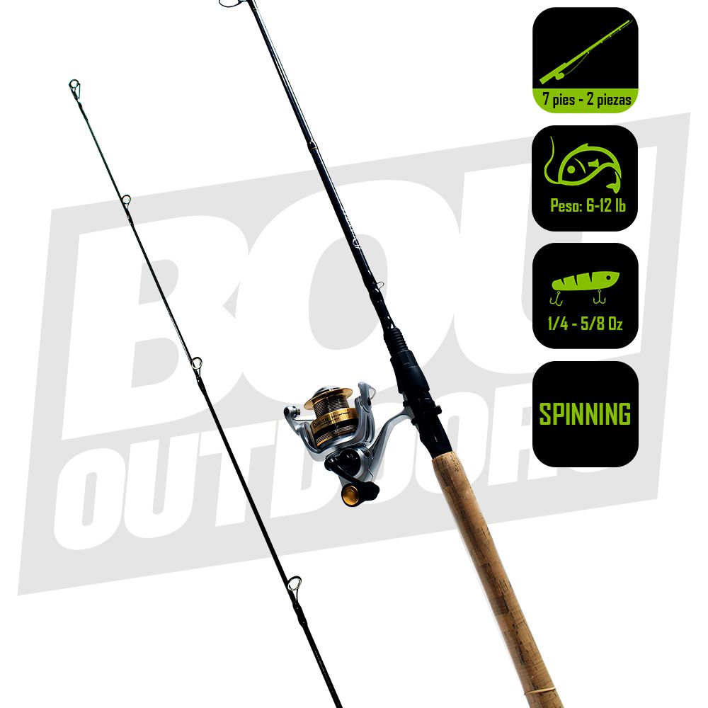 CAÑA PESCA  CON CARRETE  SPINNING QUANTUM 7 PIES SR40702MA.NS4