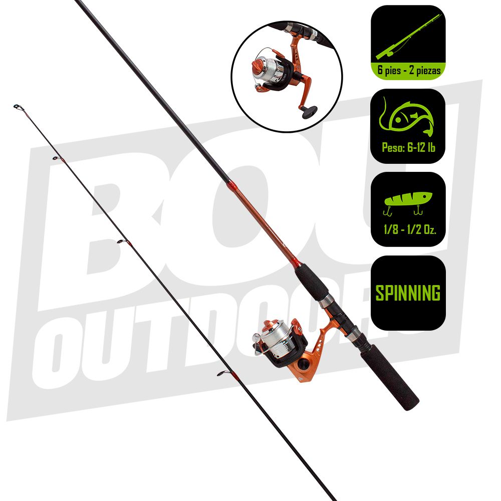 CAÑA PESCA  CON CARRETE  SPINNING SOUTH BEND 6 PIES SBN120/602MS