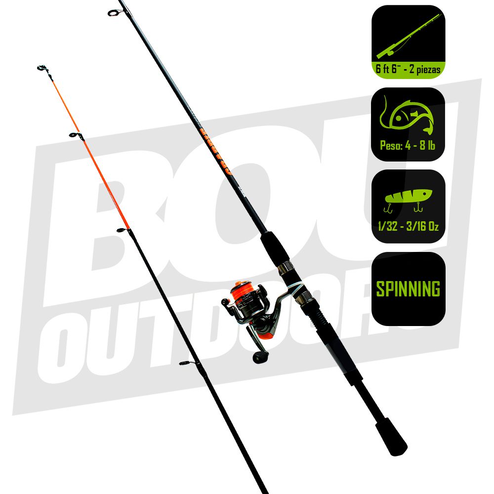 CAÑA PESCA  CON CARRETE  SPINNING ZEBCO 6 PIES 6 PULG CRFUL662LA.NS4