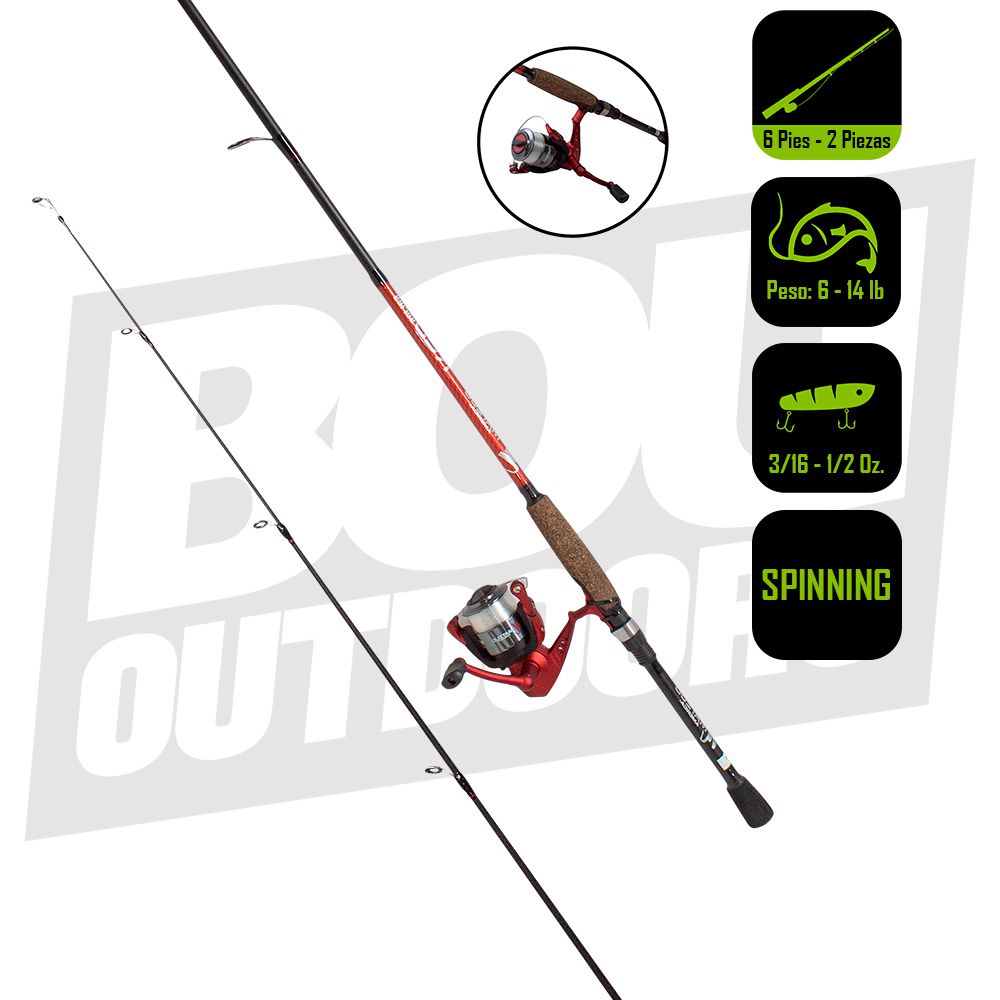 CAÑA PESCA CON CARRETE SPINNING MATZUO 6 PIES MZ230/602MS2