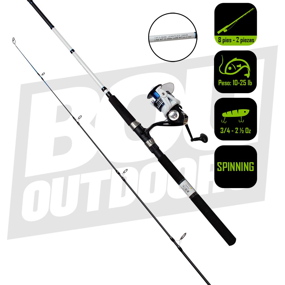 CAÑA PESCA C/CARRETE SPINNING OKUMA 8 PIES TXP-802M-60