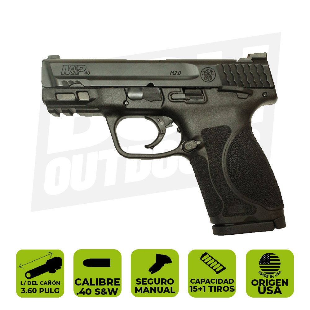 PISTOLA M&amp;P COMPACT 2.0 3.6 PULG 40S&amp;W C/SEGURO 11695