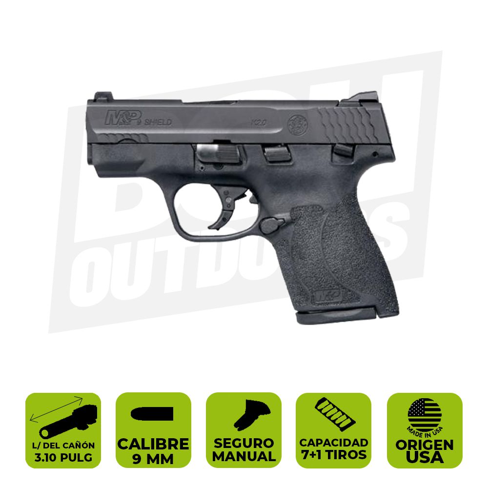 PISTOLA M&amp;P 2.0 SHIELD 9MM C/SEGURO 11806