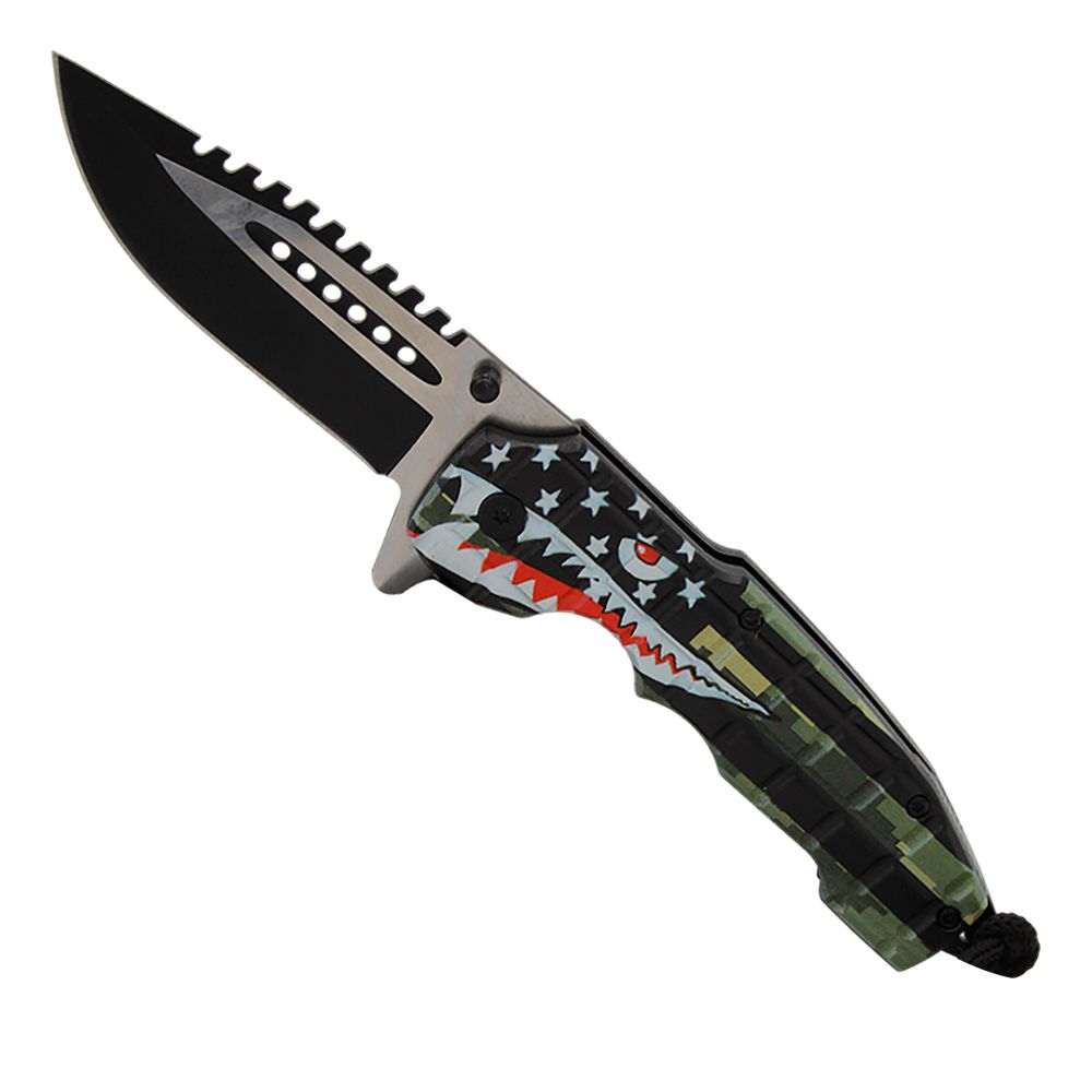NAVAJA DOBLAR 5 PULG DIENTE TIBURON CON PARACORD KS 1979-SH1