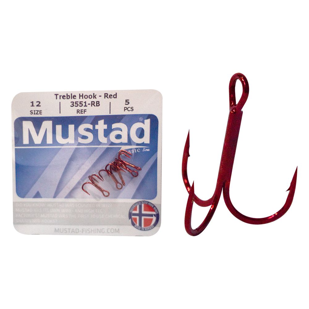 TREBLE MUSTAD HK SZ 12 RED (5) 3551-RB-12-5