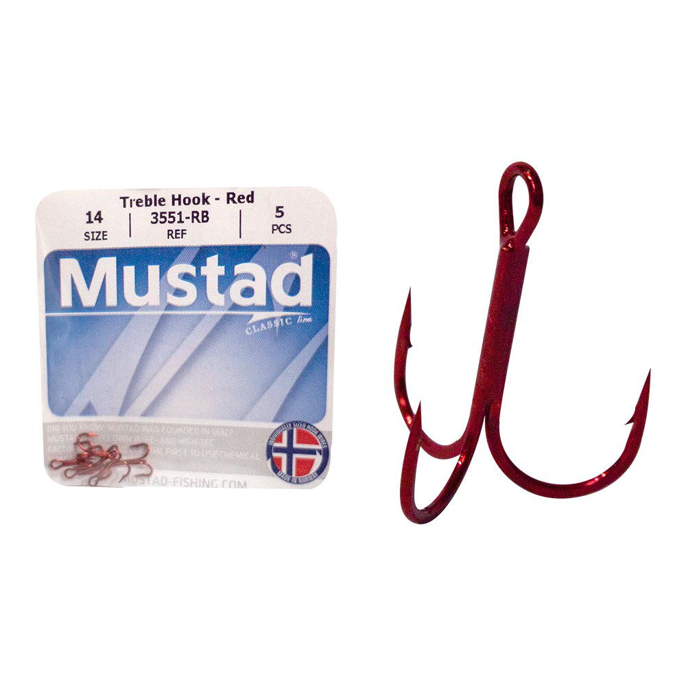 TREBLE MUSTAD HK SZ 14 RED (5) 3551-RB-14-5