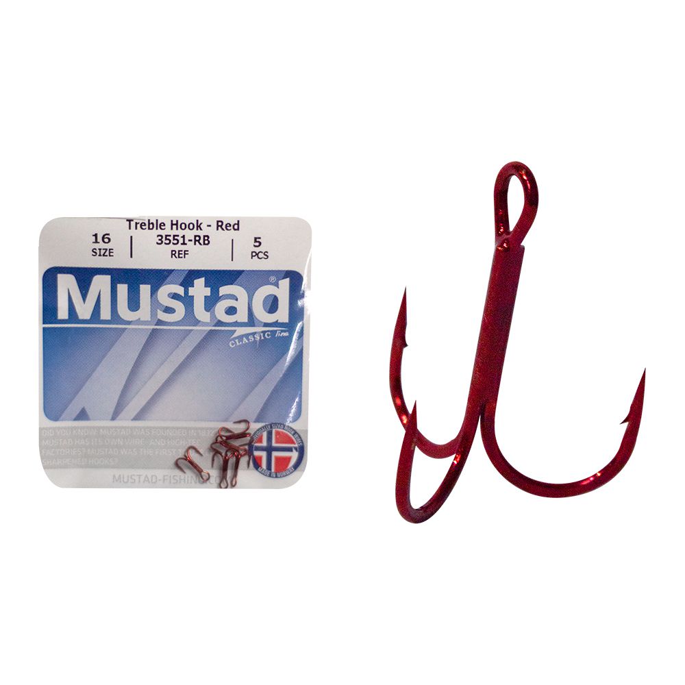 TREBLE MUSTAD HK SZ 16 RED (5) 3551-RB-16-5
