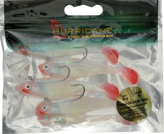 SWIMSHAD RIGGED 4PULG (4) PEARL-RED MTH SSWMSHD4-09