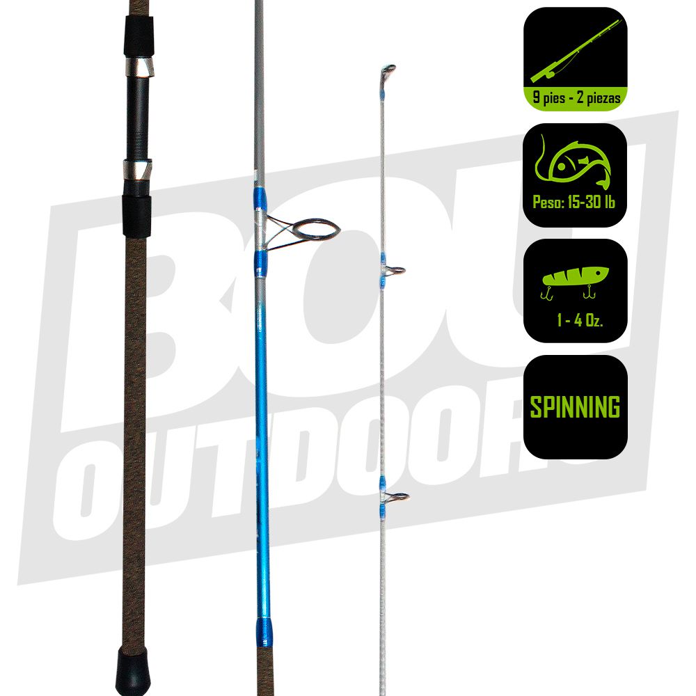 CAÑA PESCA SPINNING HURRICANE BLUEFIN  SURF 9PIES 2PC 15-30LB BF-902MHSPF