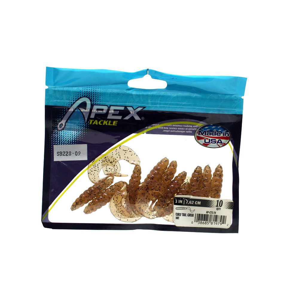 GRUB 3 PULG CURLY TAIL CLEAR/RED FLK AP-CT3-74