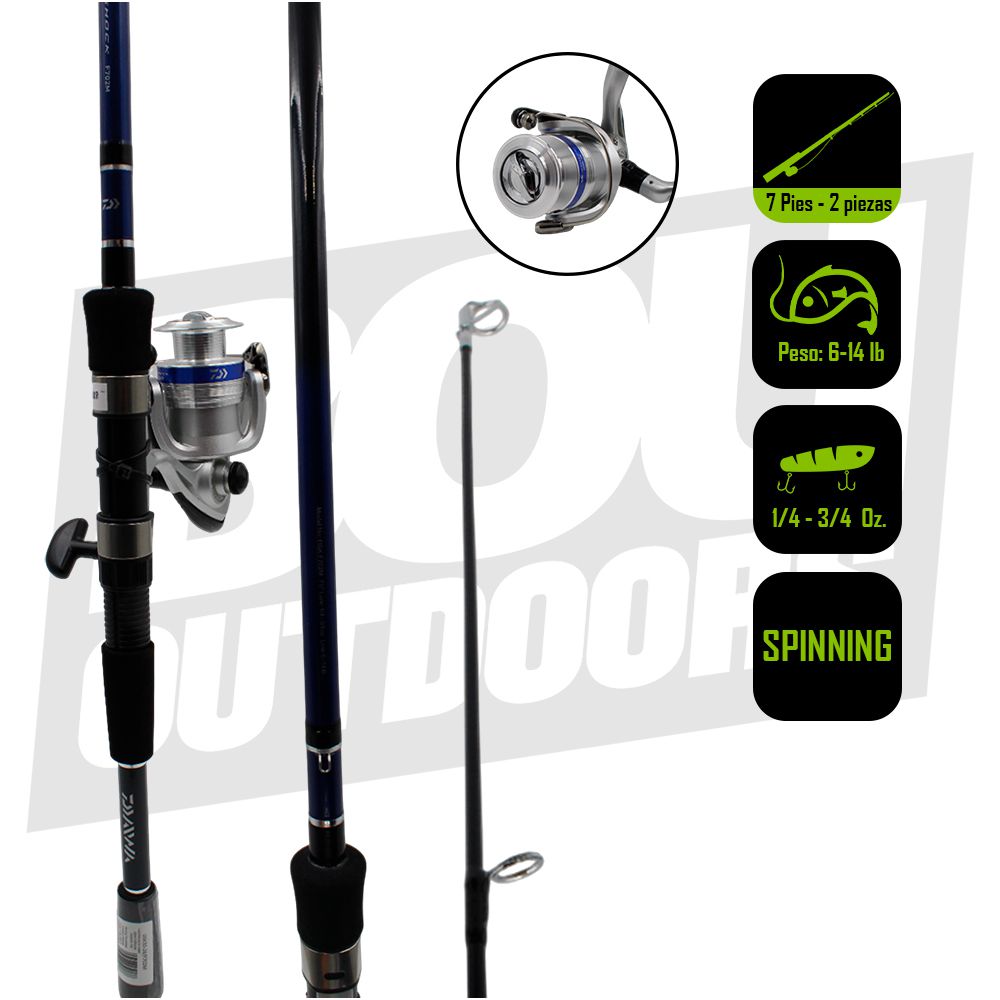 CAÑA PESCA C/CARRETE SPINNING DAIWA D-SHOCK DSK30-2B/F702M