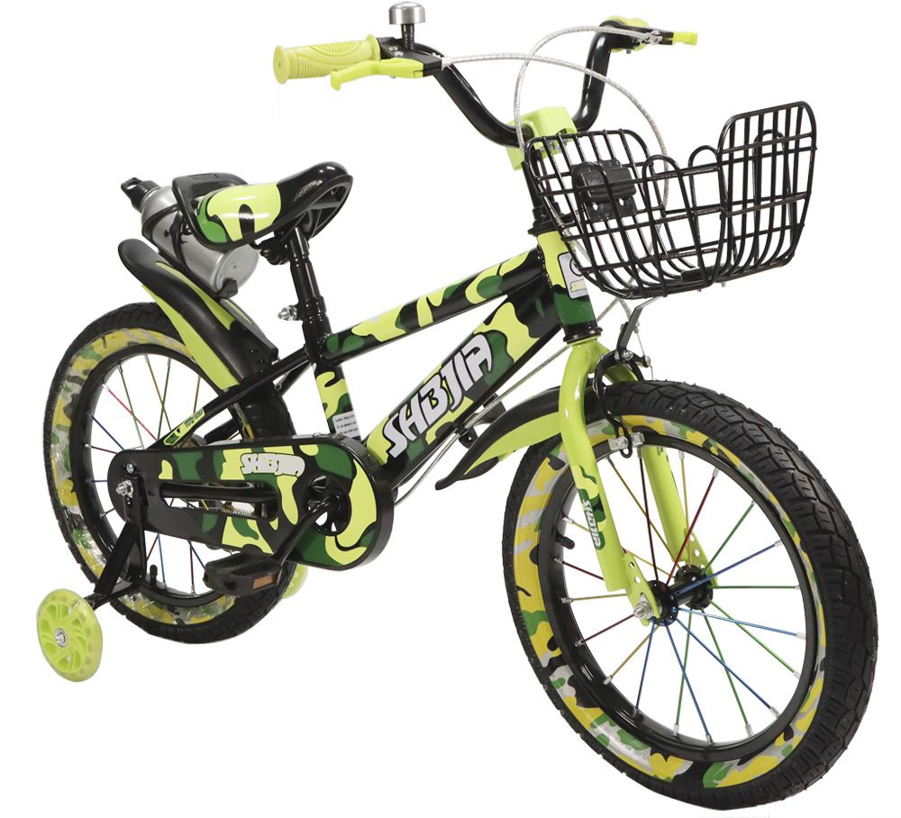 BICICLETA NIÑO SHBEJIA RIN 16 VERDE CAMO CON CANASTA MCXS