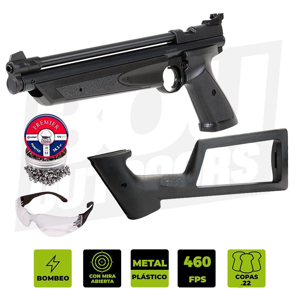 PISTOLA CROSMAN KIT P1322KTE .22 PUMP
