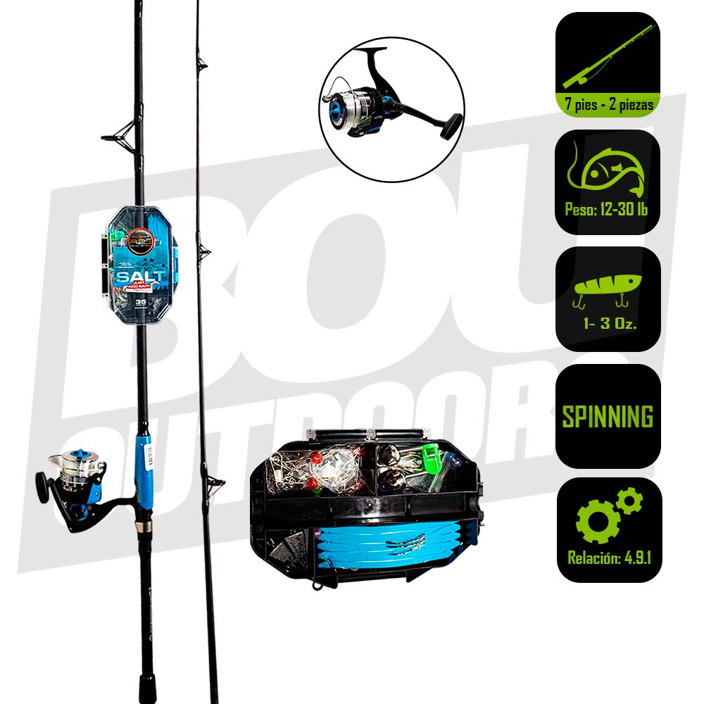CAÑA PESCA C/CARRETE SPINNING R2FISH R2F4-JABS-S