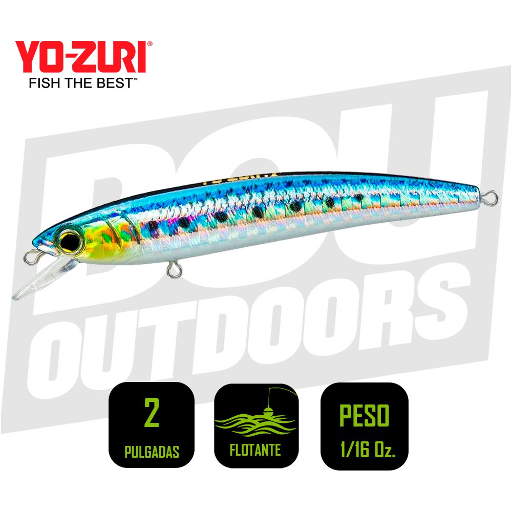 YO-ZURI PINS MINNOW 2 PULG 1/16 OZ SARDINE FLOATING F1161GHIW
