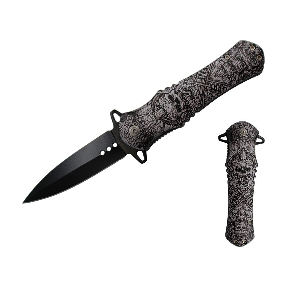 NAVAJA DOBLAR SKULL DESIGN HANDLE 4.6 PULG C/CLIP KS 1204-DG2