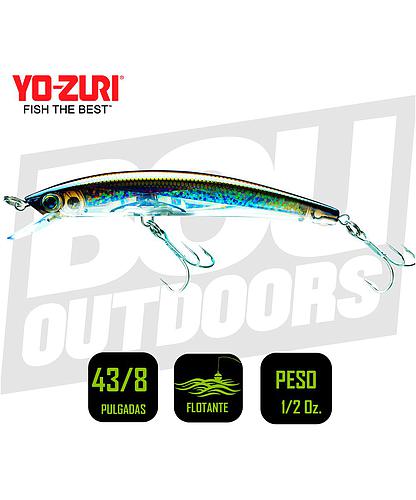 YO-ZURI HYDRO CRYSTAL MINNOW 4 3/8 PULG 1/2OZ SILVER BRONZE F1146SBR