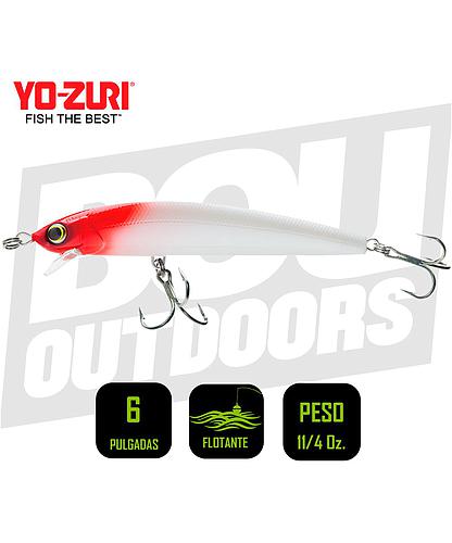 YO-ZURI HYDRO MINNOW 6 PULG 1 1/4OZ PEARL RED HEAD R1322PRH