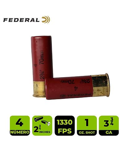 CARTUCHO FEDERAL CAL. 12 No. 4 BASE ALTA