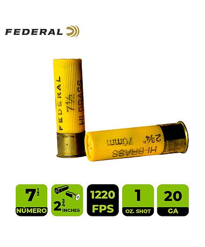 CARTUCHO FEDERAL CAL. 20 No. 7 1/2 BASE ALTA