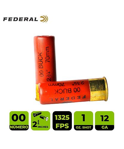 CARTUCHO FEDERAL CAL. 12 No. 00 BASE ALTA