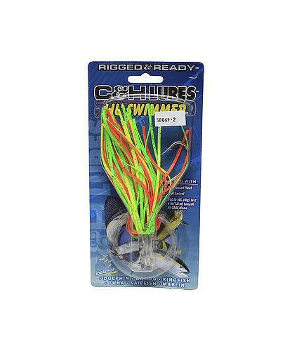 LIL SWIMMER TROLLING LURE C&H CH-LSW31 CHARTREUSE/GREEN/ORANGE SKIRT