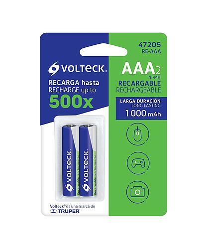 BATERIAS RECARGABLES (2) LARGA DURACION AAA TRUPER/VOLTECK 47205