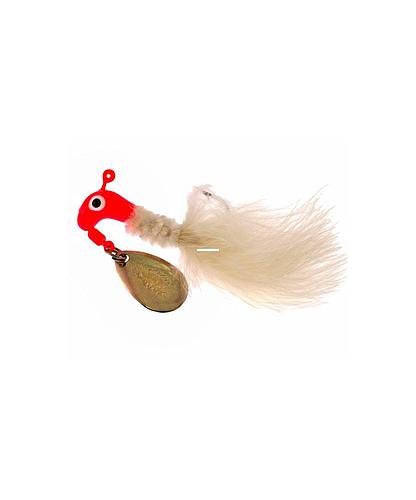 MARABOU JIG 1/8 OZ FLOURESCENT RED/WHITE 1003-009 2PZA