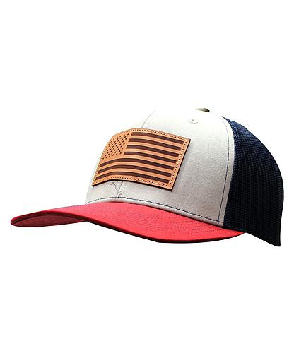 GORRA OUTDOOR USA771-HGBOG  LEATHER PACH FLAG HEATHERED GREY/BLK/GOLD