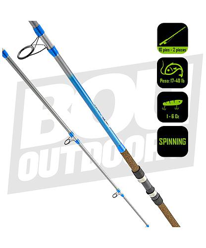 CAÑA PESCA SPINNING HURRICANE BLUEFIN SURF 10PIES 2PC 17-40LB BF-102MHSPF