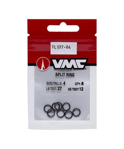 SPLIT RING VMC SR#4 SZ 4 BLACK NICKEL 8 PK