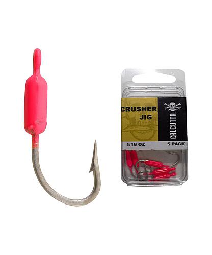 CRUSHER JIGHEAD 1/16 OZ SZ 2 J-HOOK PINK 5/PACK CALCUTTA BR100-02 PK