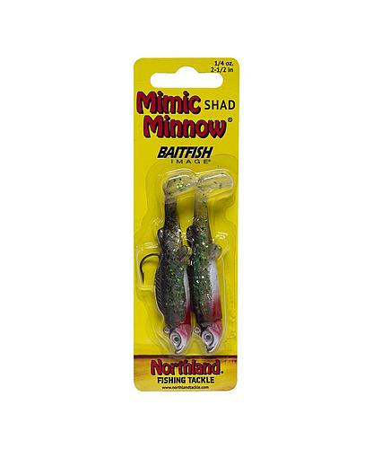 MIMIC MINNOW SHAD SWIMBAIT NORTHLAND 2 1/2PULG 1/4 OZ 2/0 HOOK SILVER SHINER 2/CARD MM4-11