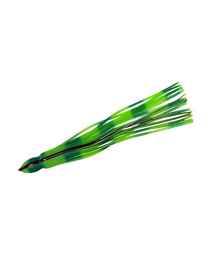 FATHOM OC22-30 TROLLING SKIRT 5/8 X 8 OCTOPUS LUMO GREEN WITH BLACK BARS WITH RED VEIN
