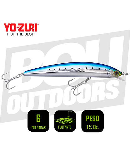 YO-ZURI HYDRO MINNOW 6 PULG 1 1/4OZ PEARL SARDINE R1322HIW