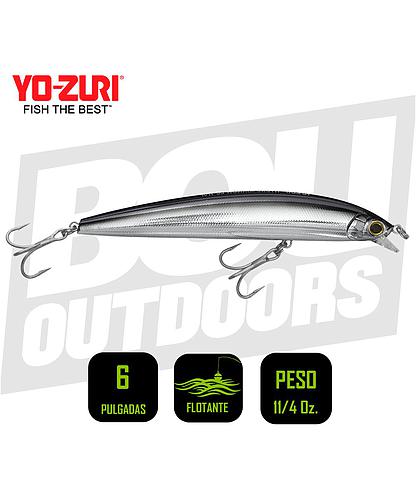 YO-ZURI HYDRO MINNOW 6 PULG 1 1/4OZ PEARL BLACK SILVER R1322CSBL