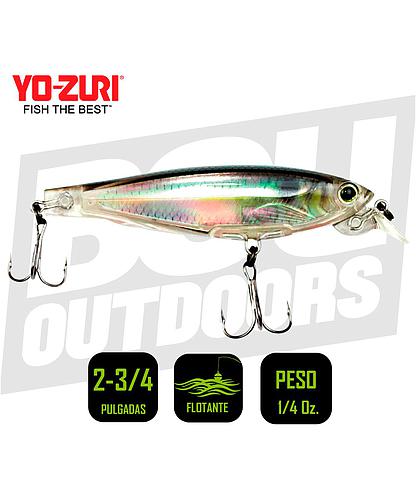 YO-ZURI CRYSTAL MINNOW SUSPENDING 2-3/4 PULG 1/4 OZ BLACK SILVER F1135HBS