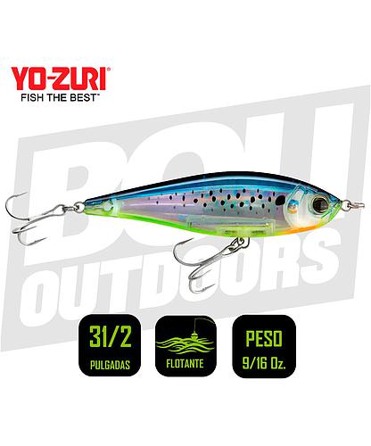 YO-ZURI INSHORE LIPLESS TWITCHBAIT 3 1/2 PULG 9/16OZ MARDI GRAS R1208MDG