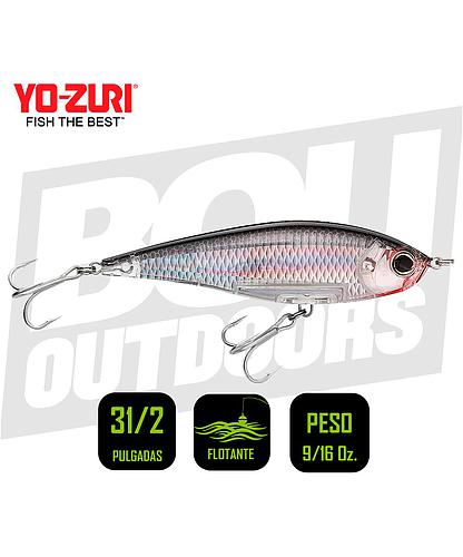 YO-ZURI INSHORE LIPLESS TWITCHBAIT 3 1/2 PULG 9/16OZ SILVER BLACK R1208C4