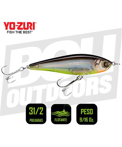 YO-ZURI INSHORE LIPLESS TWITCHBAIT 3 1/2 PULG 9/16OZ BLACK SILVER CHART R1208BSCL