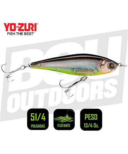 YO-ZURI INSHORE TWITCHBAIT 5 1/4 PULG 1 3/4OZ BLACK SILVER R1349BSCL