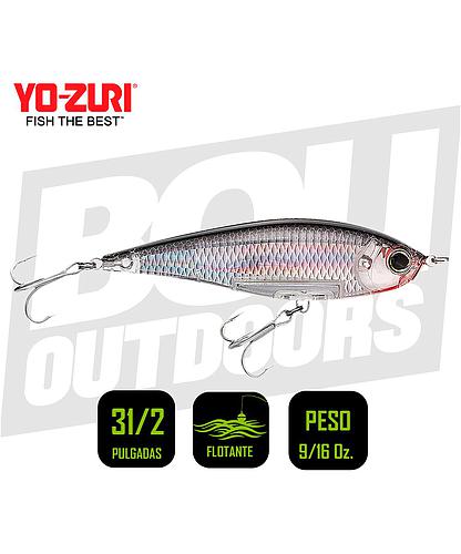 YO-ZURI INSHORE LIPLESS TWITCHBAIT 3 1/2 PULG 9/16OZ GHOST SHAD R1208HGSH