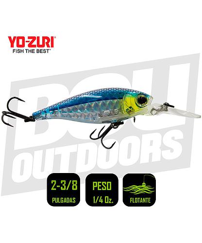 YO-ZURI 3DR-X SHAD SP 60MM  2 3/8 PULG 1/4 OZ PRISM SILVER BLUE R1438-PSB